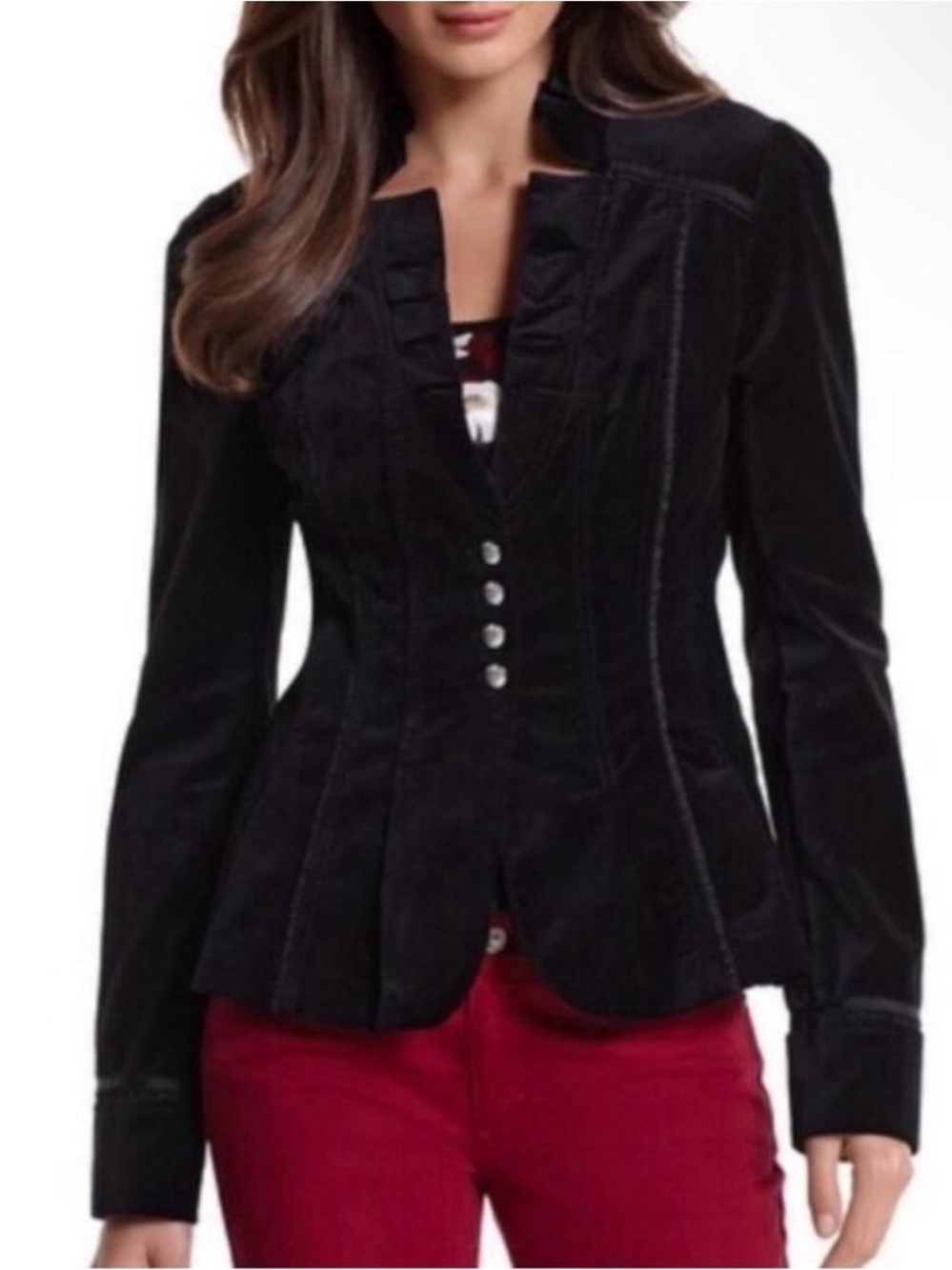 White House Black Market Black Velvet Fitted Blazer Jacket – Size 8
